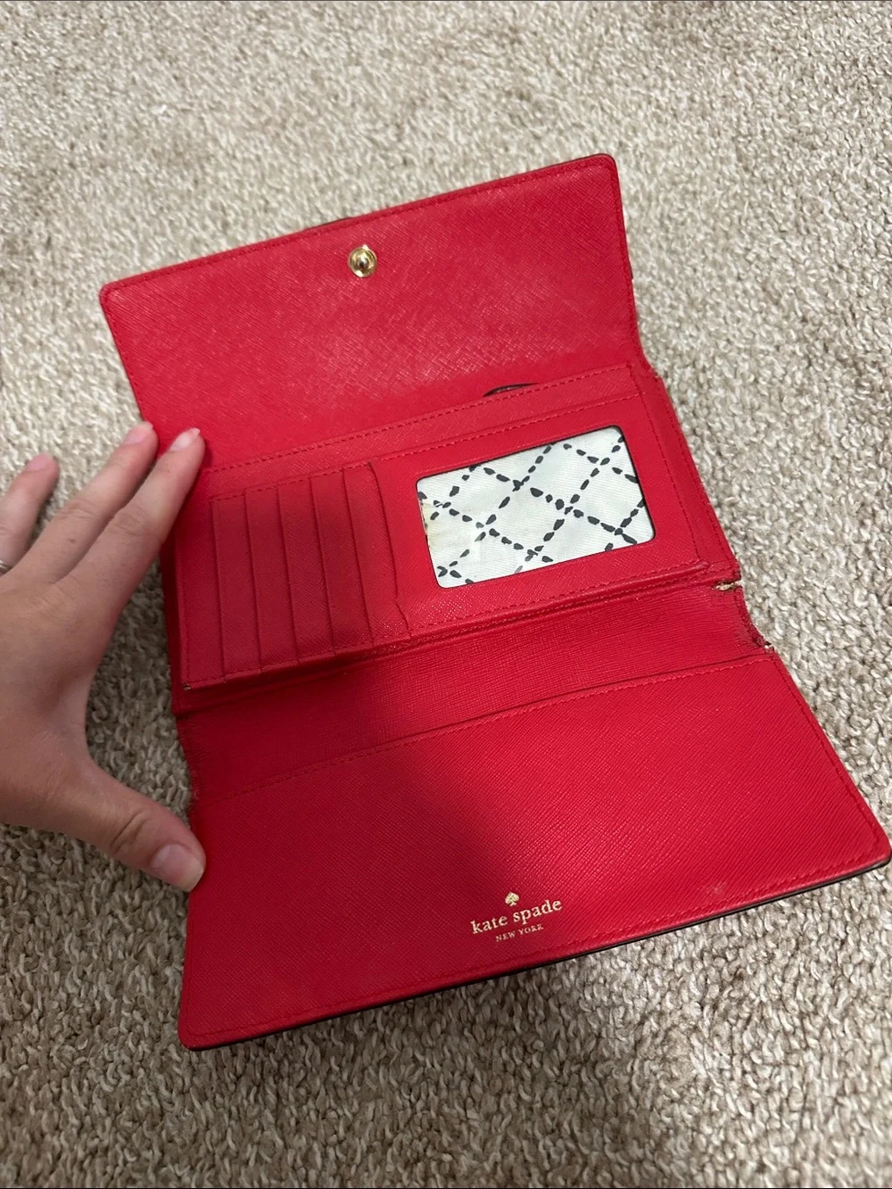 kate spade Hayes street Brown Leather Tassel Satchel with Red Lining